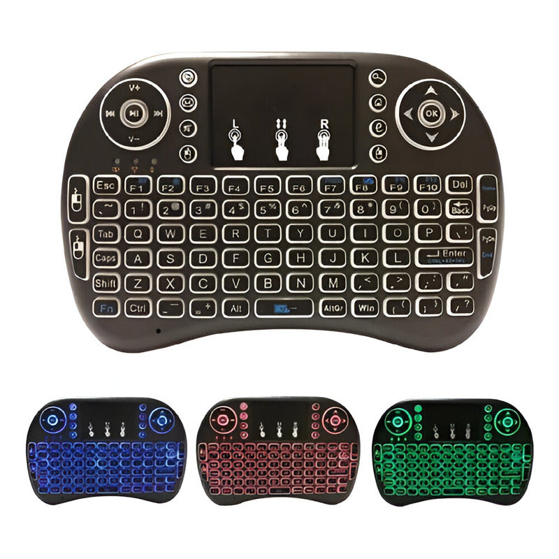 Mini Teclado Inalámbrico Android Smart Tv Iluminado Tvbox Color Del Teclado Negro