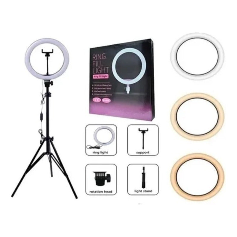 Aro De Luz De 26cm+tripode Ajustable Con Soporte Celular