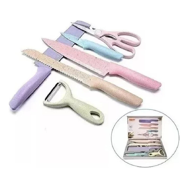 Juego Set Cuchillos Cocina X 6 Piezas Color Colores