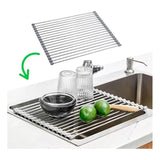 Escurridor De Platos Enrollable Cuadrado De Acero Color Gris