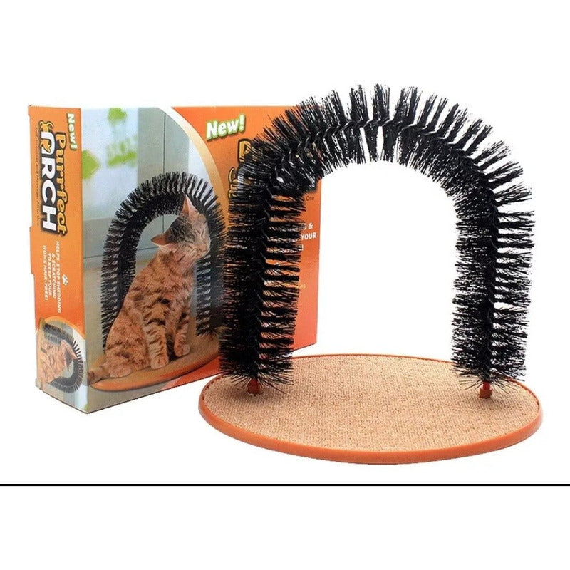 Rascador Tipo Arco + Cepillo Relajante Para Gatos Juguete