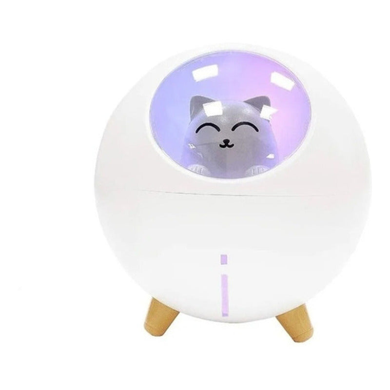 Humidificador De Gato Aromaterapia Led 7 Colores + Esencia