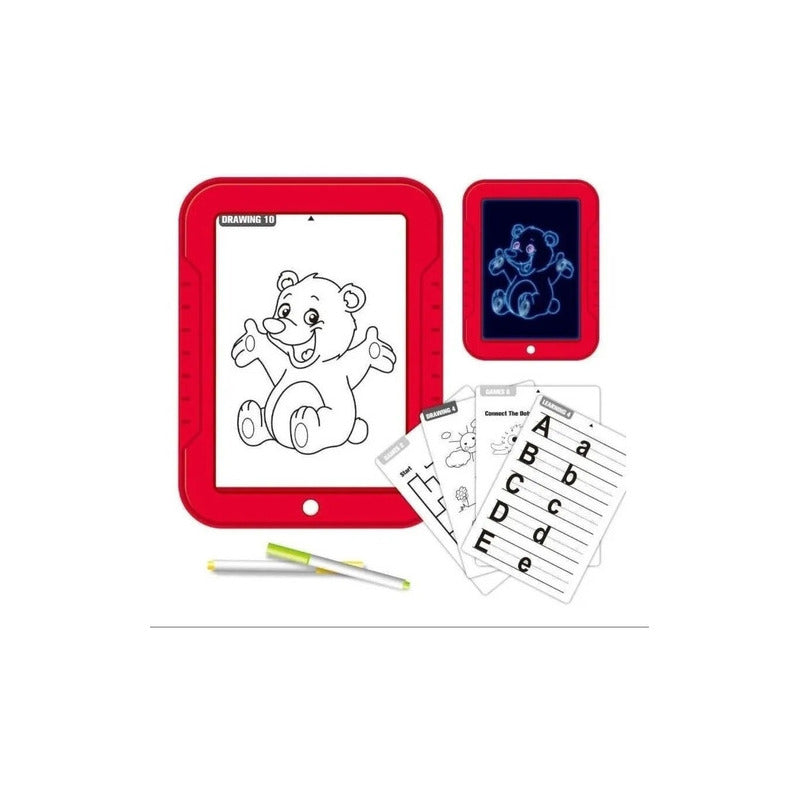 Tablero De Dibujo Con Luz Led Mágico Magic Pad 6 Marcadores Color Rojo/azul