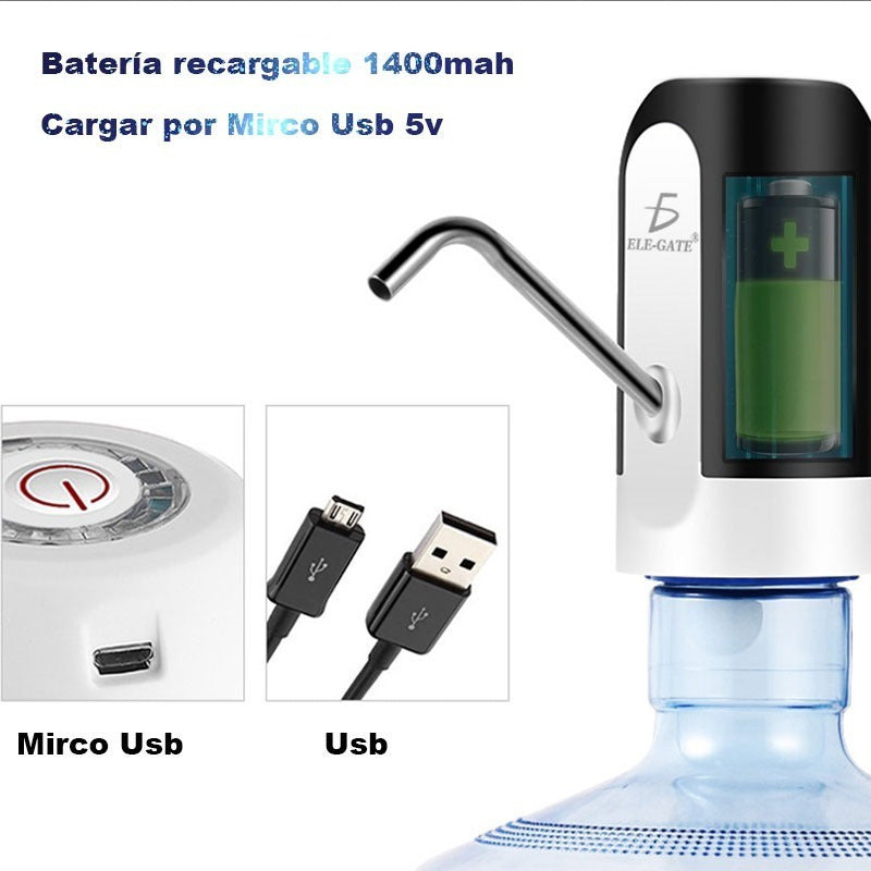 Dispensador De Agua Recargable Para Botellón Bomba Electrica Color Blanco