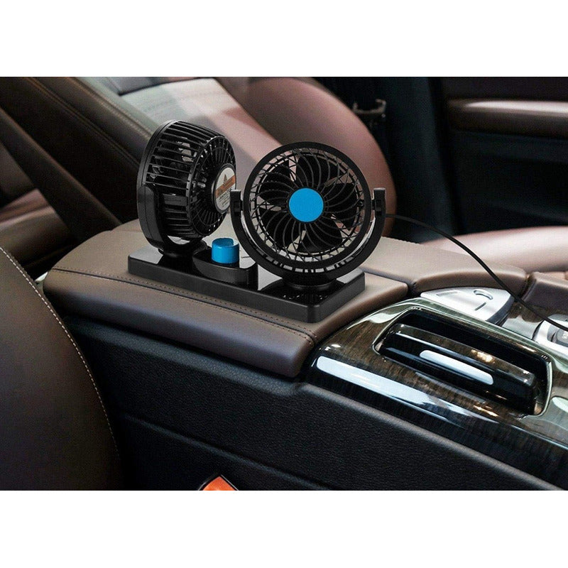 Ventilador Dual 12v Giro 360° Auto Camioneta Potente Aire Cantidad De Aspas 5 Color De La Estructura Negro Color De Las Aspas Negro Diámetro 11 Cm Material De Las Aspas Plástico