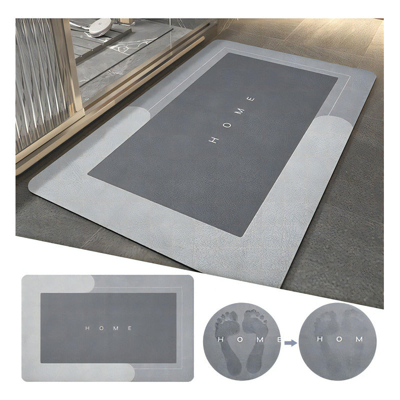 Alfombra De Baño Mágica Antideslizante Absorbente De Neopreno Gris Home