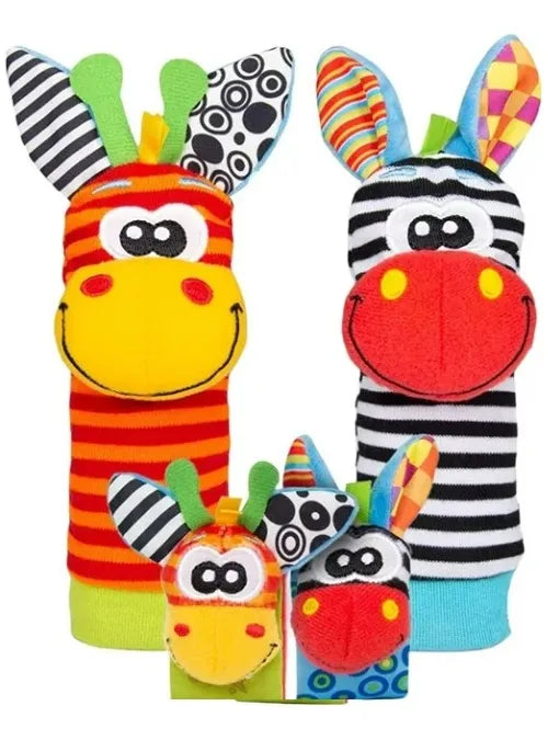 Sonajeros Bebés Manos Y Pies Medias Y Manillas Estimulación Varios Jirafa Y Cebra