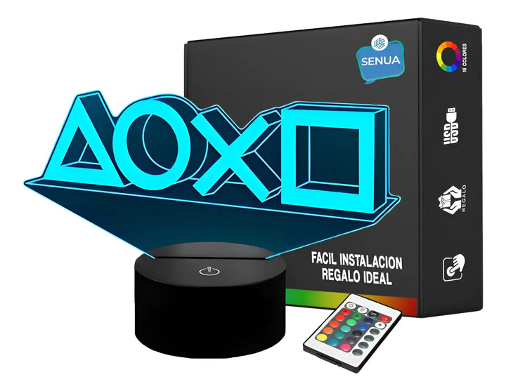 Lámpara Led Botones Play Station Holograma Decoración Regalo Negra