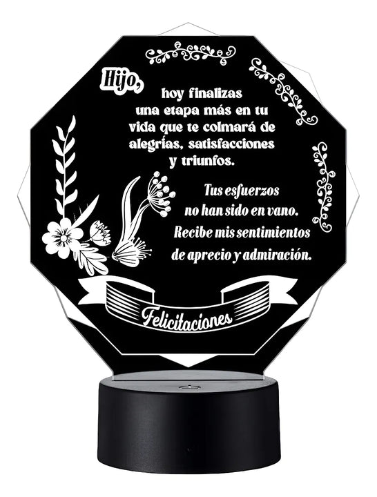 Lámpara De Noche Regalo Felicitaciones Grado Decoración Negro