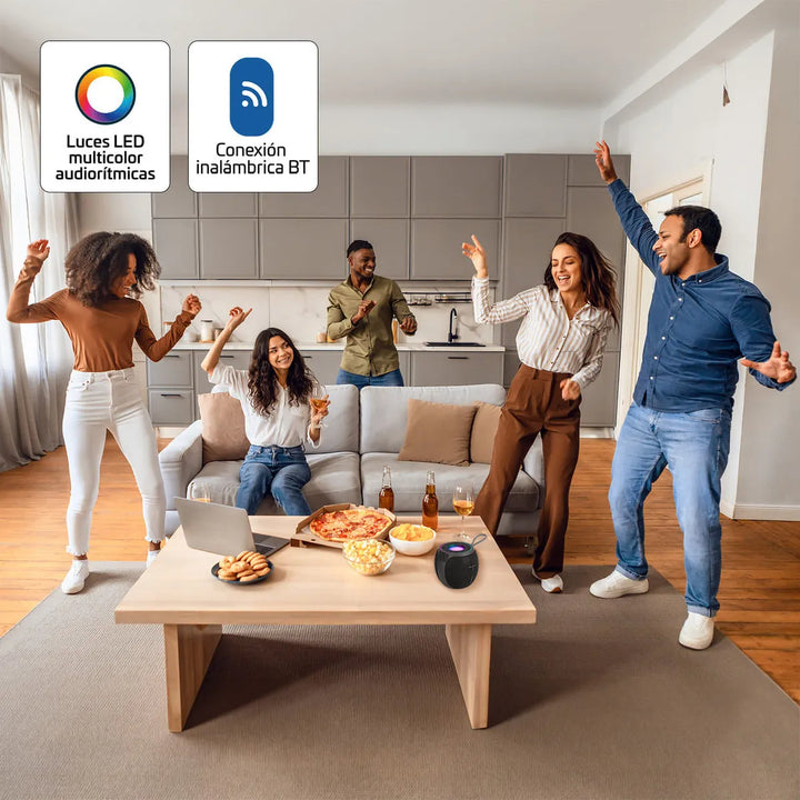 Parlante Inalámbrico Vta 12w Sphere Glow Color Negro