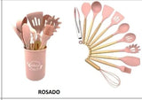Set De 12 Utensilios De Cocina Silicona Resistentes Al Calor