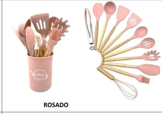 Set De 12 Utensilios De Cocina Silicona Resistentes Al Calor