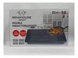 Estufa De Inducción 2p + Batería De Ollas En Acero Renahouse Plateado