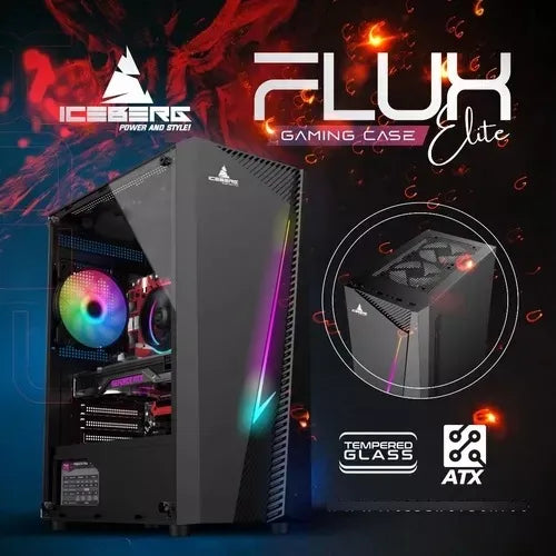 Chasis Gabinete Atx Gamer Iceberg Flux Elite Ventilador Argb