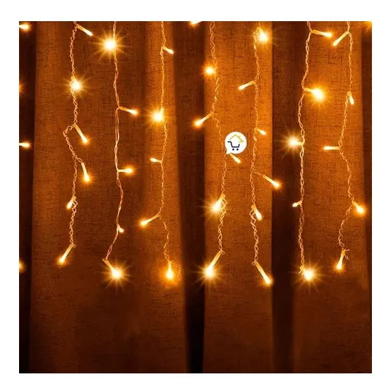 Cortina Navideña 200led 6m Cálida Luz Fija Decoración Amarillo