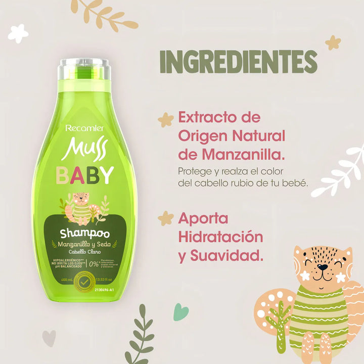 Champú Para Bebés Muss Baby Manzanilla Cabello Claro 400ml