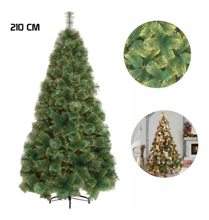 Arbolito De Navidad 600 Ramas 210cm Base Metálica Pino Verde