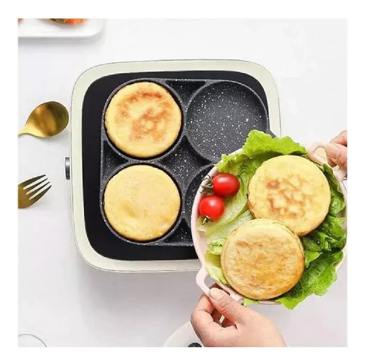 Sarten Antiadherente En Ceramica 4 Puestos En 1 Color Gris Gris Oscuro