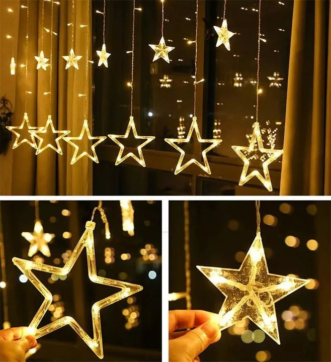 Instalación Luces Led Estrella Decoración Navideña Cálida Cálida