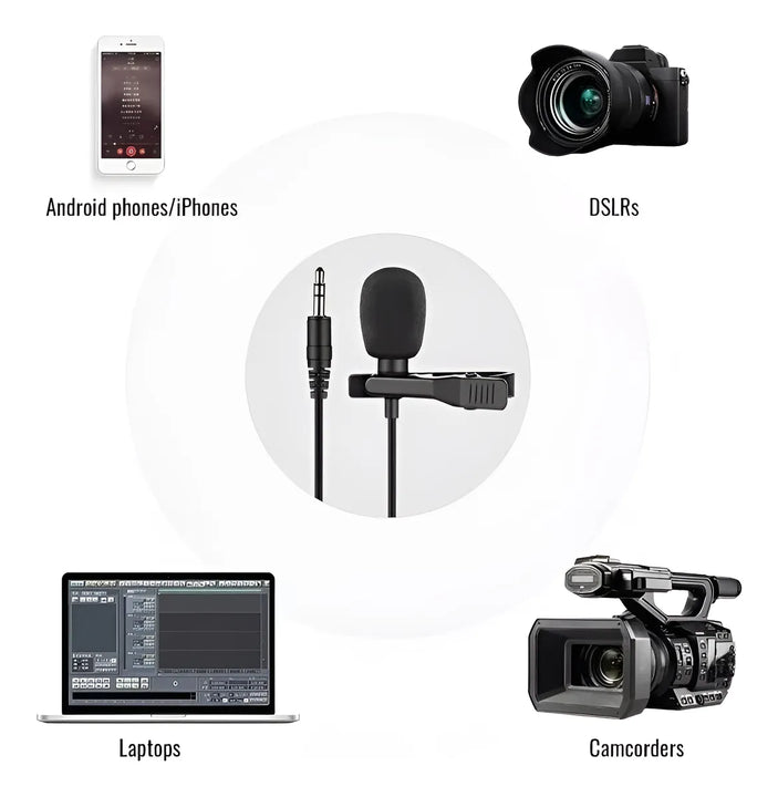 Micrófono De Solapa Para Pc Y Amplificador Entrada 3.5 Mm Ts Color Negro