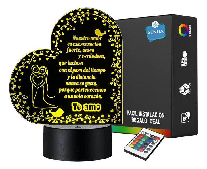 Lámpara De Noche Regalo Para Pareja Novios Amor Decoración Negro