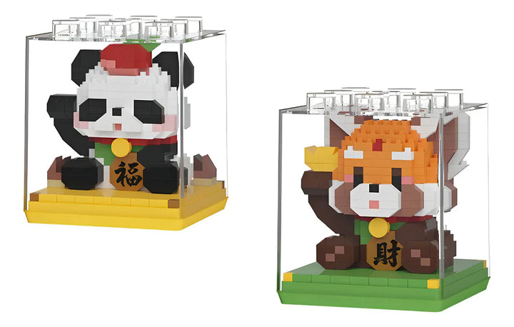 Bloques Armables Niños Adultos Construcción Combo Oso Panda + Gato De La Suerte Cubo Tipo Rompecabezas Didácticos Coleccionables Fichas Pequeñas Creatividad Motricidad Regalo Juego Destrezas