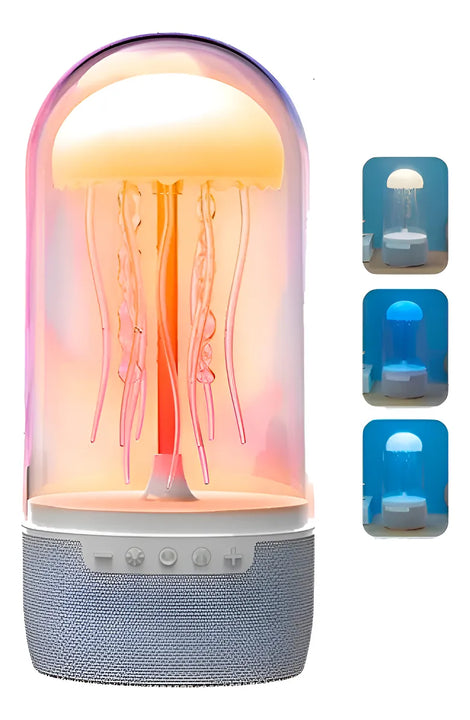 Parlante Bluetooth Con Lámpara Led Forma Medusa Blanco