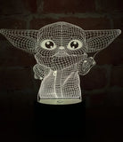 Lámpara Led 3d Star Wars Baby Yoda Grogu Holograma Regalo Negro