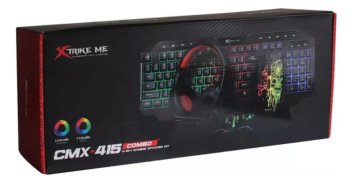 Combo Gamer 4en1 Teclado Mouse Audifonos Mouse Pad Xtrike Me Mouse Negro Teclado Negro