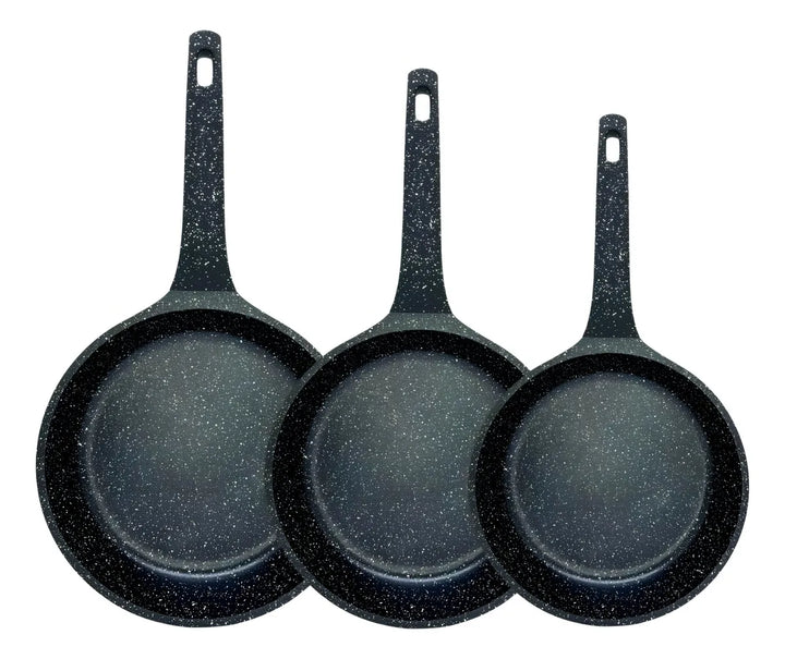 Juego De Sartenes En Mármol Renahouse Tapa De Vidrio 6 Pcs Color Negro