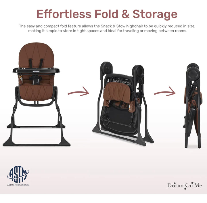 Silla Alta Para Bebé Snack And Stow Coñac Fácil De Plegar