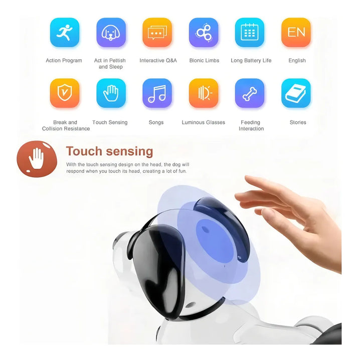 Perro Robot Interactivo MkToys Blanco Control Remoto Kaai-WOWO