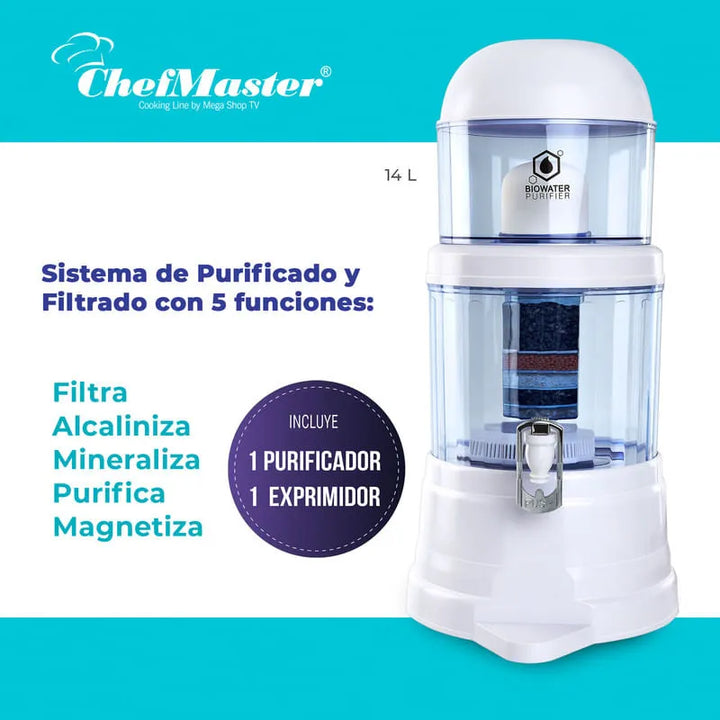 Filtro De Agua Chef Master + Exprimidor Manual De Frutas Blanco