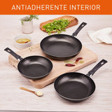 Juego De 3 Sartenes Imusa De 18,20 Y 24 Cm Color Negro