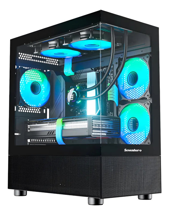 Chasis Gamer Sevenhero M-atx Con 3 Ventiladores Argb Negro