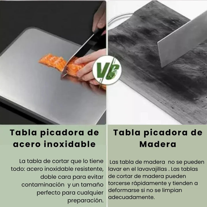 Tabla De Picar Alimentos Acero Inoxidable Antibacterial Geométrico Plateado