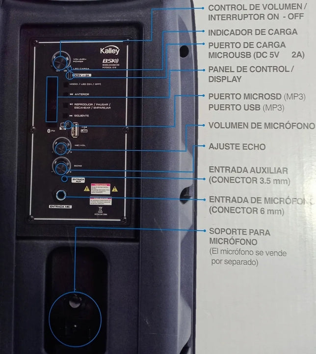 Parlante Kalley K-bsk8w Negro 8w Rms Bluetooth Nuevo Negro