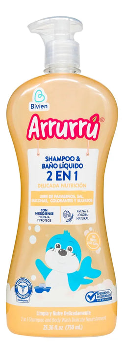 Shampoo Y Baño Liquido Arrurru Delicada Nutrición 750 Ml