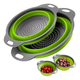 Colador Escurridor Plegable Expansible De Silicona X 2 Verde