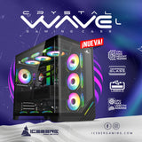 Gabinete Gamer Iceberg Crystal Wave L 7 Ventiladores Argb Color Negro