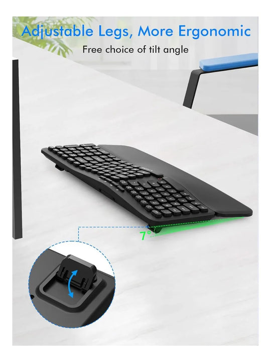 Teclado Inalambrico Ergonomico E-yooso K757 Con Reposamuñeca Negro Inglés