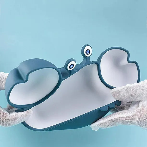 Plato Silicona Bebé Irrompible Antideslizante Niñas Niños Azul Cangrejo Cangrejo