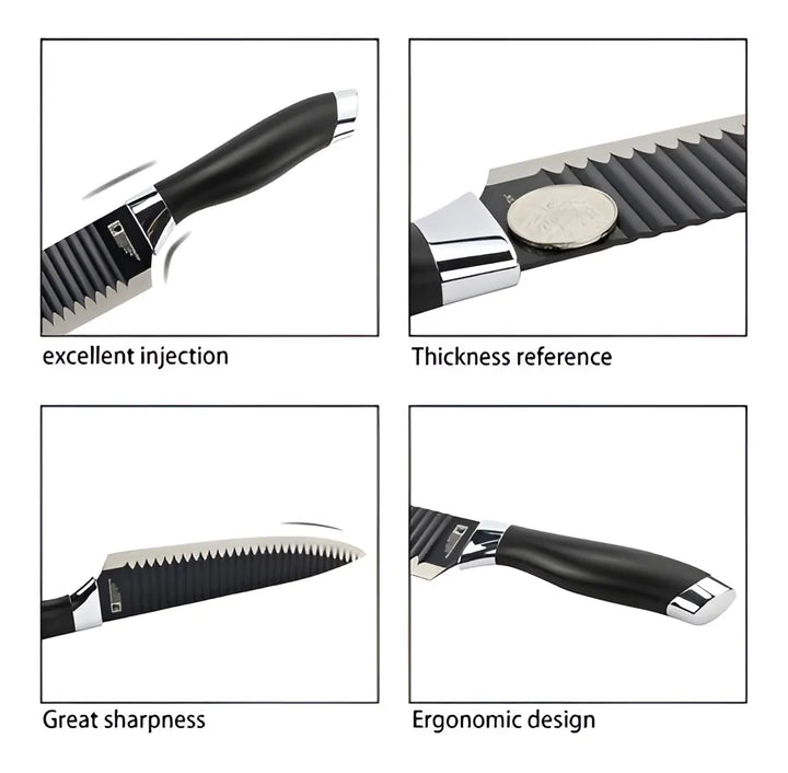 Set De Cuchillos 7 Piezas Profesional + Pelador + Tijeras Color Negro