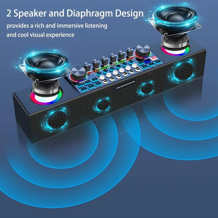 Altavoz Inalámbrico Karaoke Con Tarjeta De Sonido Microfono Negro