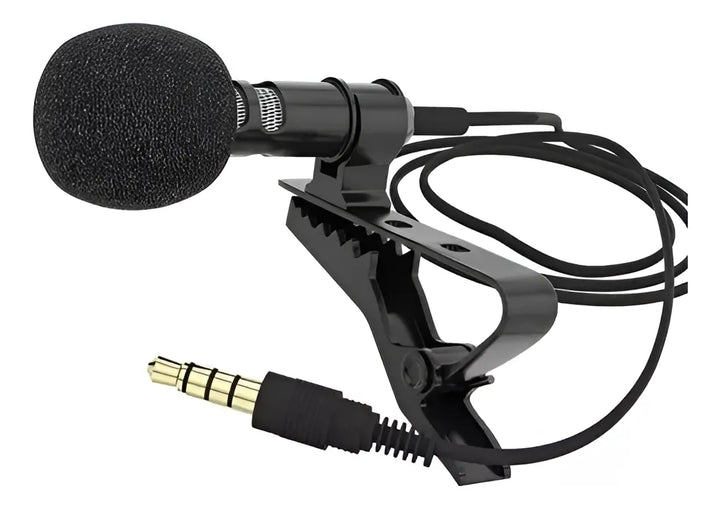 Micrófono De Solapa Para Pc Y Amplificador Entrada 3.5 Mm Ts Color Negro
