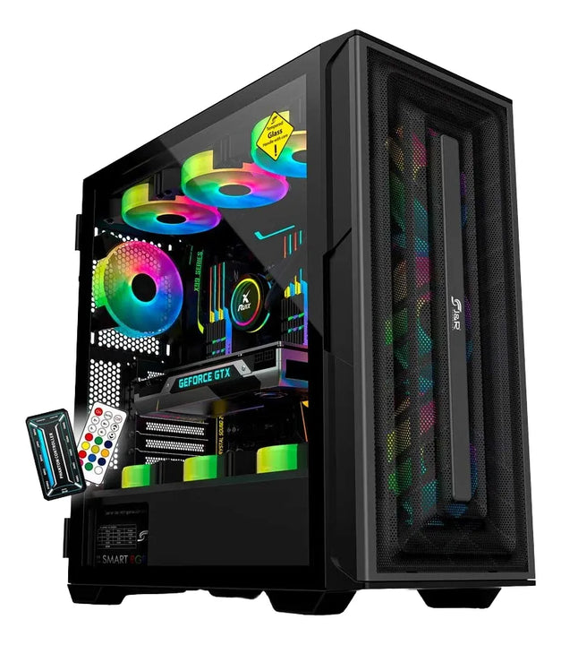 Chasis Gamer E-atx Argb 7 Coolers Argb Jx-125 War Hammer Negro