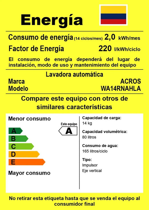 Lavadora Automática Acros 14kg Negro Wa14rnahla Whirlpool
