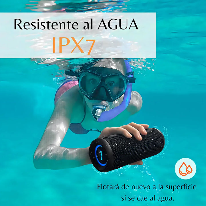 Altavoz Portátil, Altavoz Bluetooth Inalámbrico, Ipx7 Imperm Color Negro
