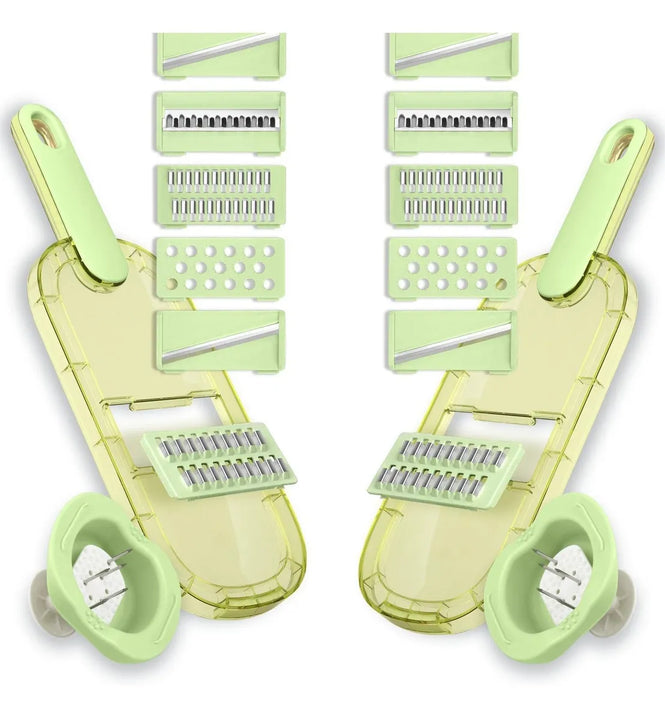 Combo X2: Pelador Y Rallador Verduras Protector 6en1 Chefmas Verde
