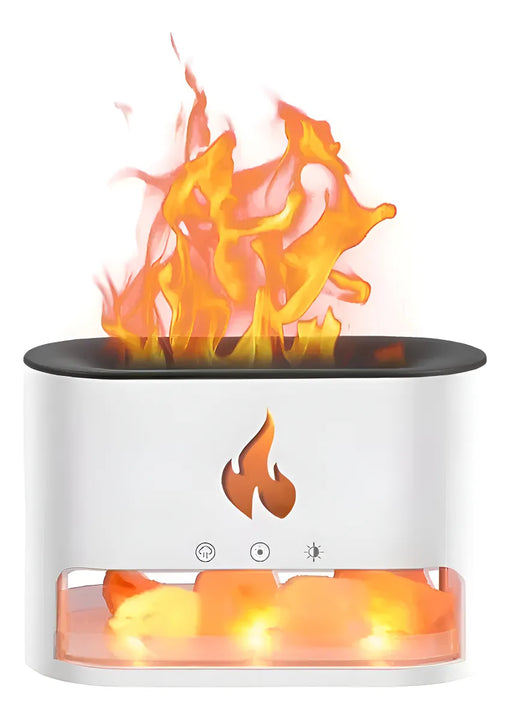 Humificador Difusor De Aromas Efecto Piedras Chimenea Fuego - Blanco